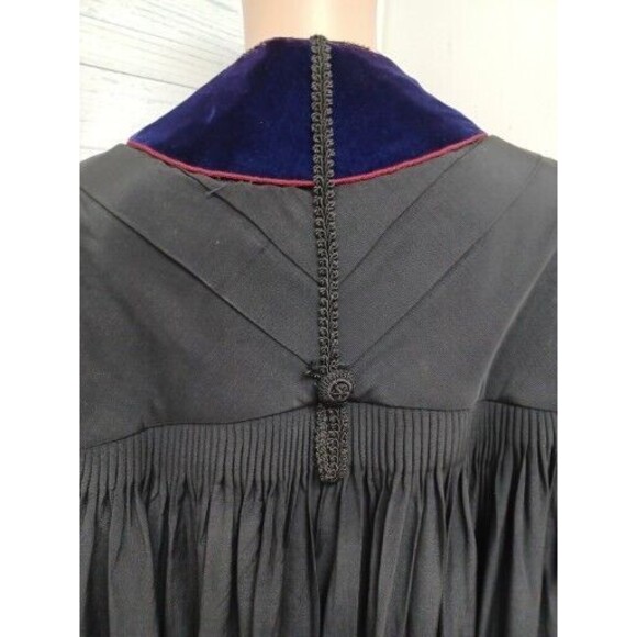 Vtg Collegiate Cap & Gown Co Bl Doctoral Graduation Black Purple Velvet 59 X 34L - Picture 6 of 13